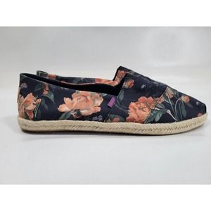 Toms x Liberty vegan friendly Alpargata slip ons in black floral print Men's 11